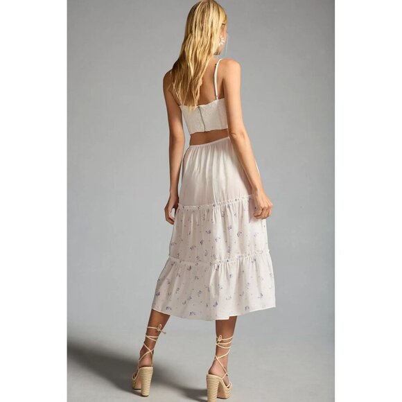 NWT Anthropologie Sheer Tiered Midi Skirt L - Picture 4 of 14